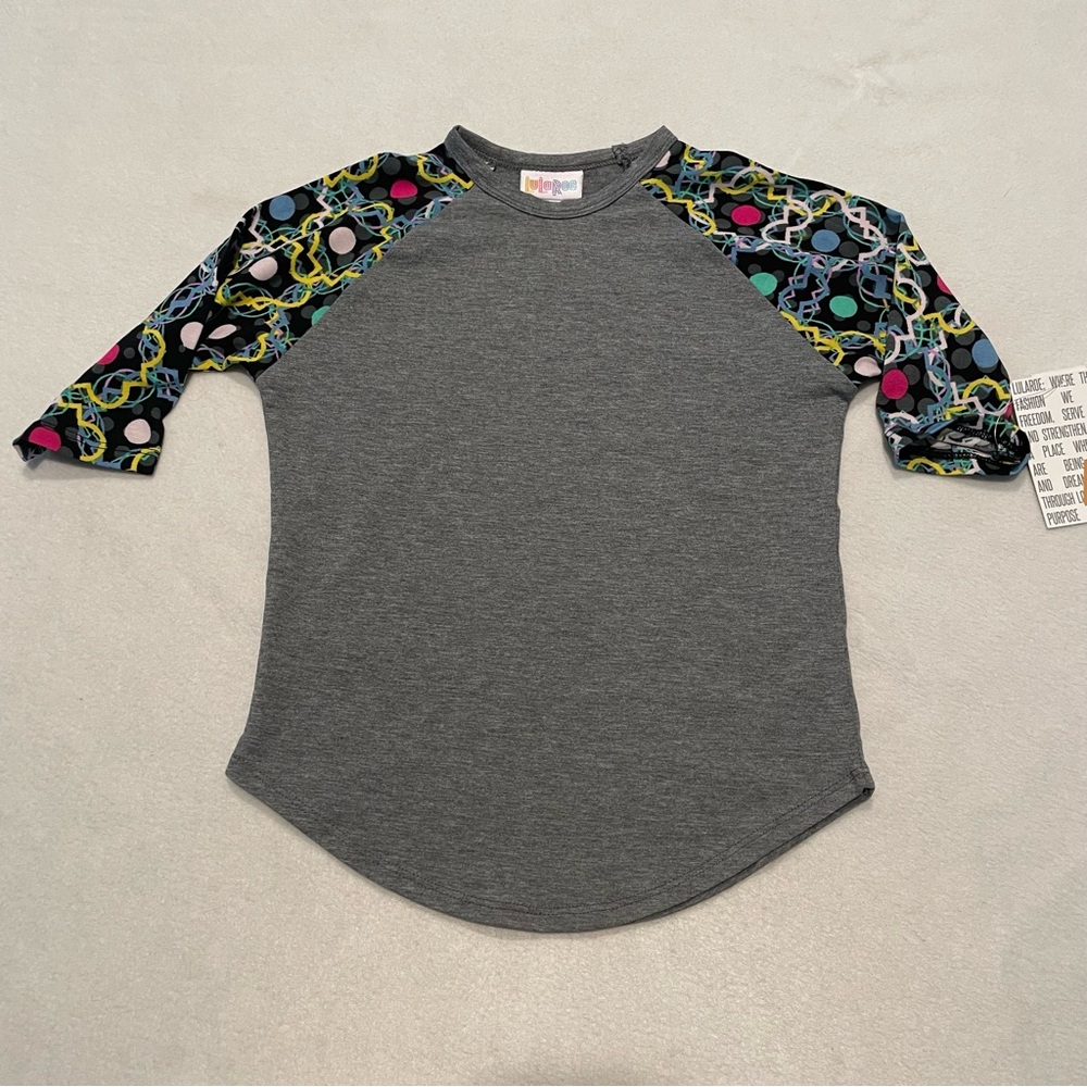 LuLaRoe Sloan shirt, gray, girl’s 4, NWT